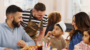 A family eating at pizza express